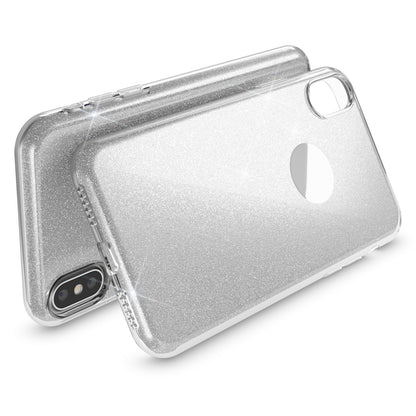 NALIA Glitzer Hülle für iPhone X XS, Slim 3in1 Handy Schutz Case Back Cover Etui