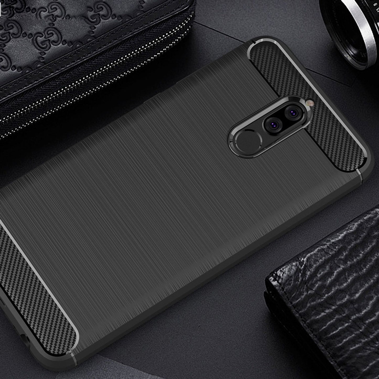 Huawei Mate 10 Lite Handy Hülle von NALIA, Carbon Look Silikon Cover Case Schutz