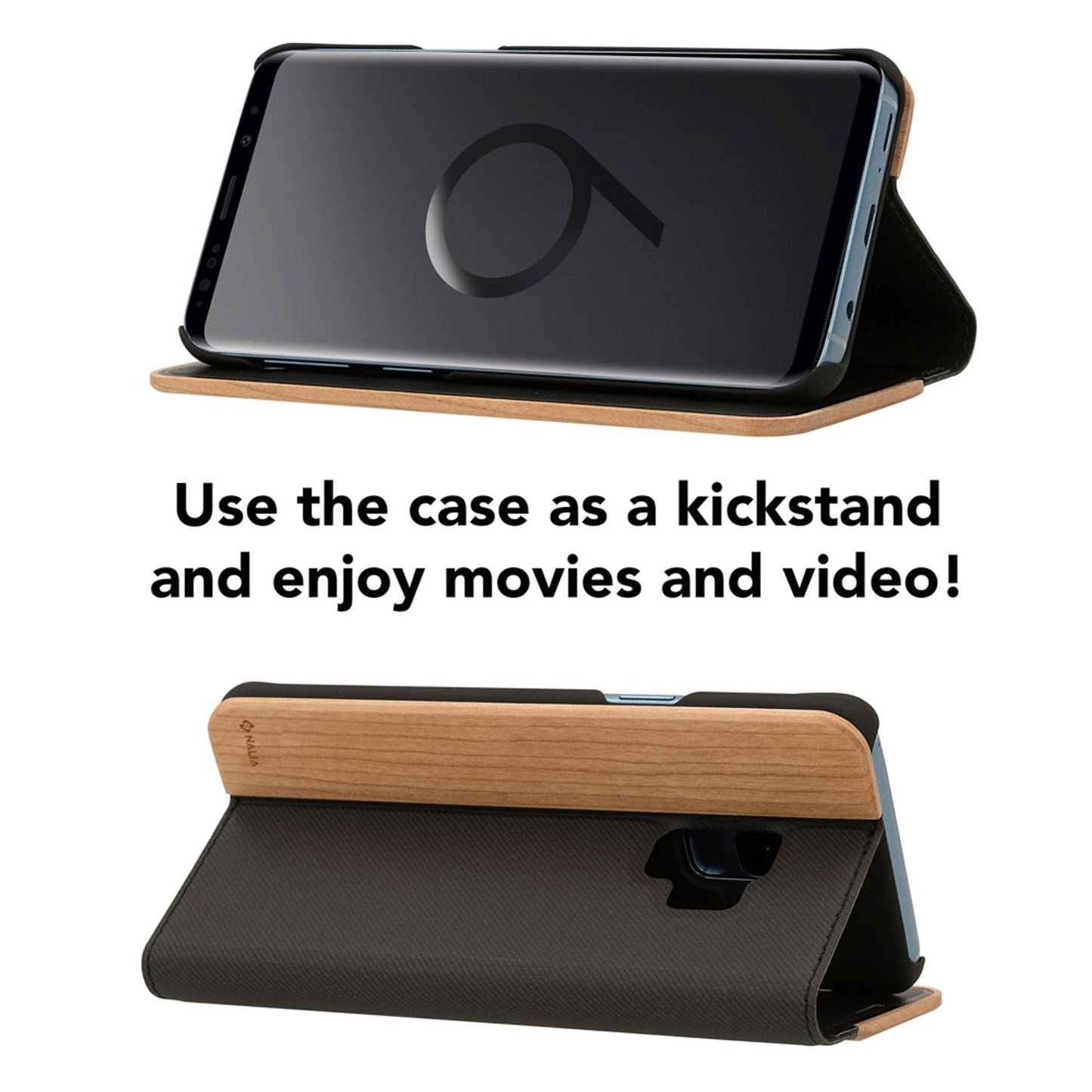 Samsung Galaxy S9 Plus Echt Holz Handy Hülle von NALIA, Wood Case Flip Hard Cover