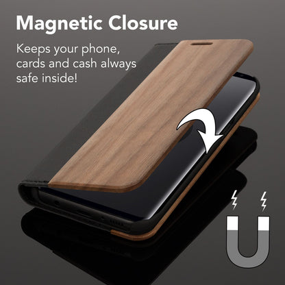 Samsung Galaxy S9 Plus Echt Holz Handy Hülle von NALIA, Wood Case Flip Hard Cover