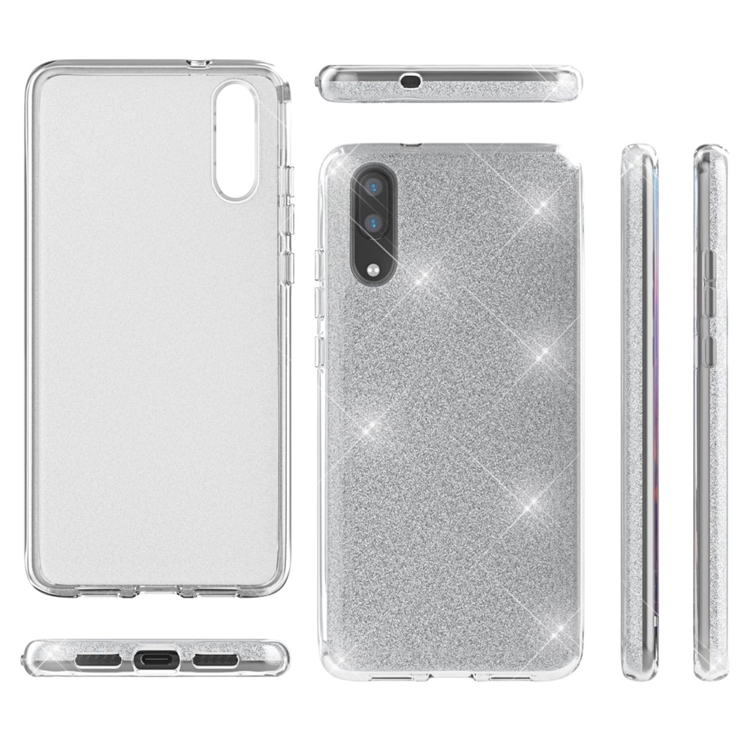Huawei P20 Handy Hülle von NALIA, Glitzer Silikon Cover Case Schutz Glitter