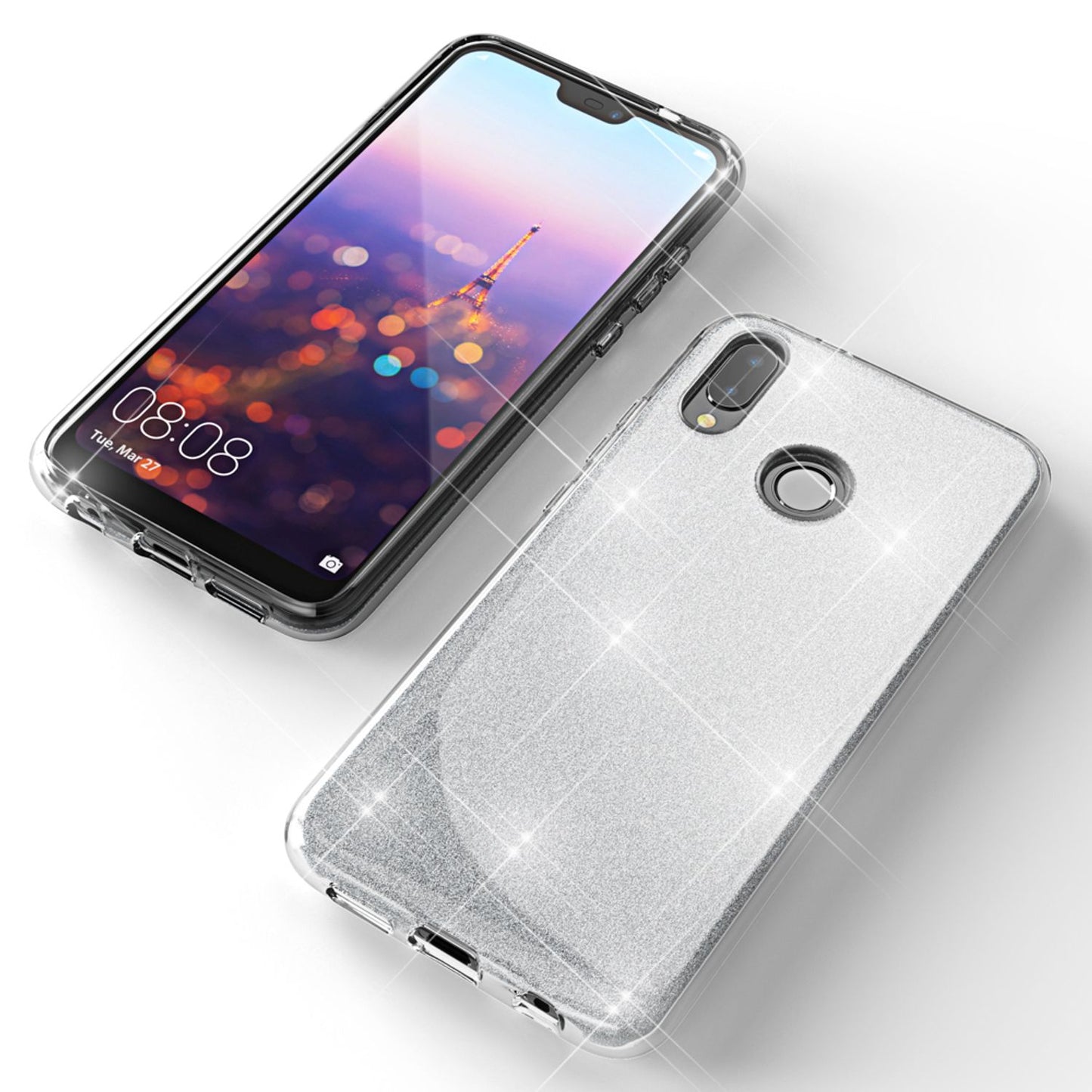 Huawei P20 Lite Hülle Handyhülle von NALIA, Glitzer Silikon-Case Back-Cover
