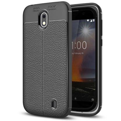 NALIA Hülle für Nokia 1, Leder Look Handyhülle Slim Silikon Cover Schutz Case