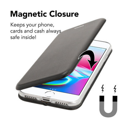NALIA Klapp Hülle für iPhone SE 2022 / SE 2020 / 8 / 7, Slim Handy Flip Case Schutz Cover
