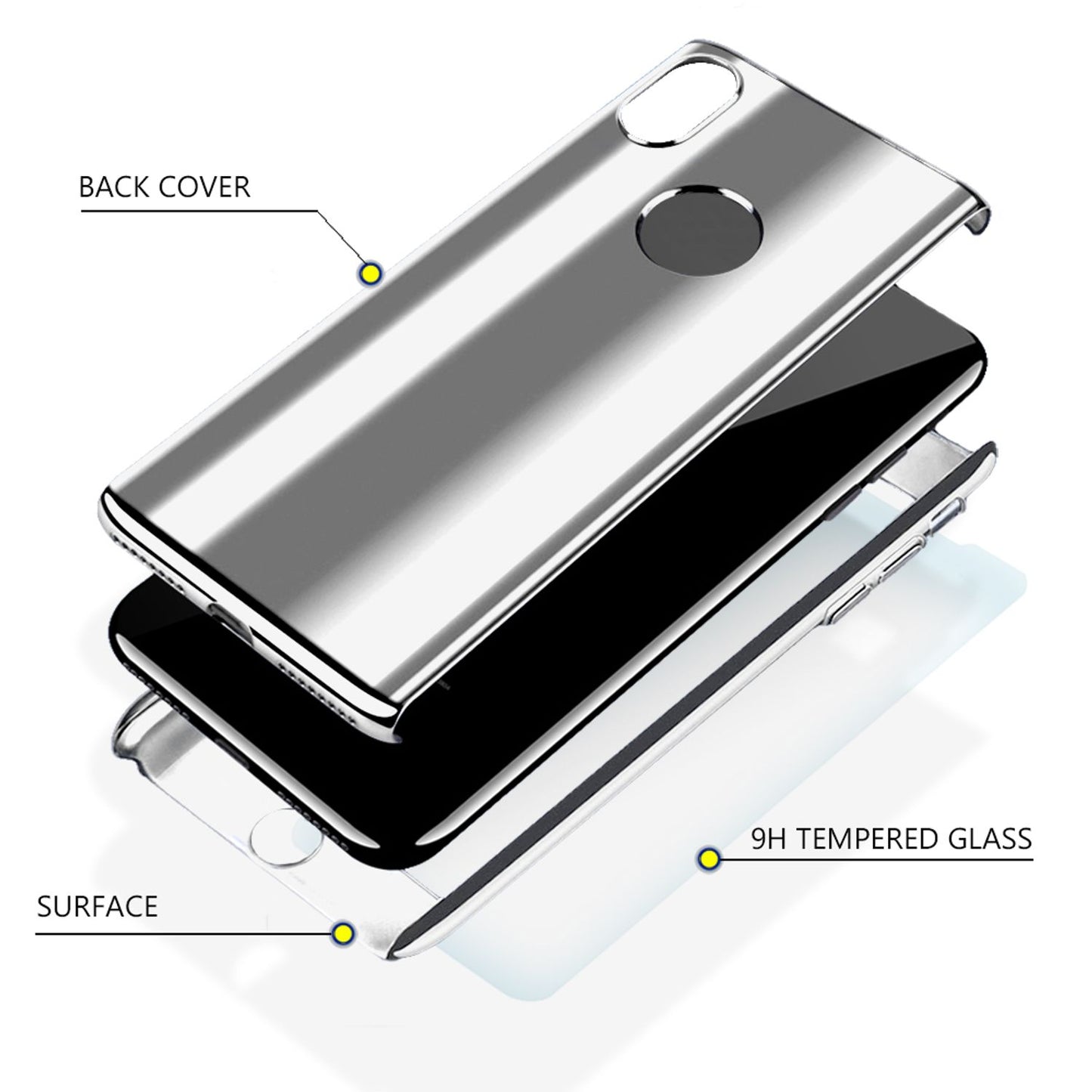 NALIA 360 Grad Handy Hülle für Apple iPhone X XS, Full-Cover & Schutzglas Case