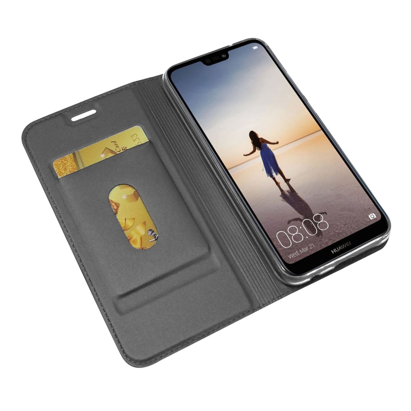 Huawei P20 Lite Hülle Flipcase von NALIA, Slim Kickstand Handyhülle Case Cover
