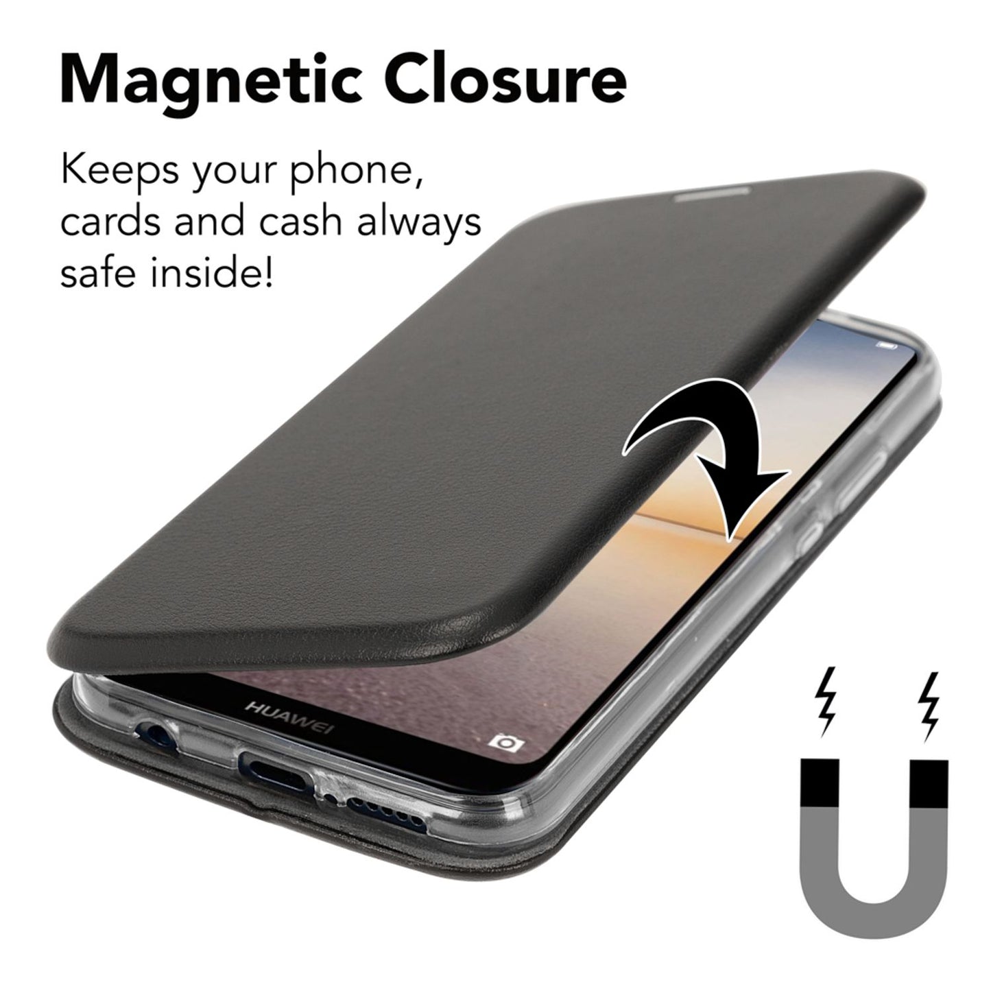 Huawei P20 Klapp Hülle von NALIA, Slim Handy Flip Case Vegan Cover mit Magnet