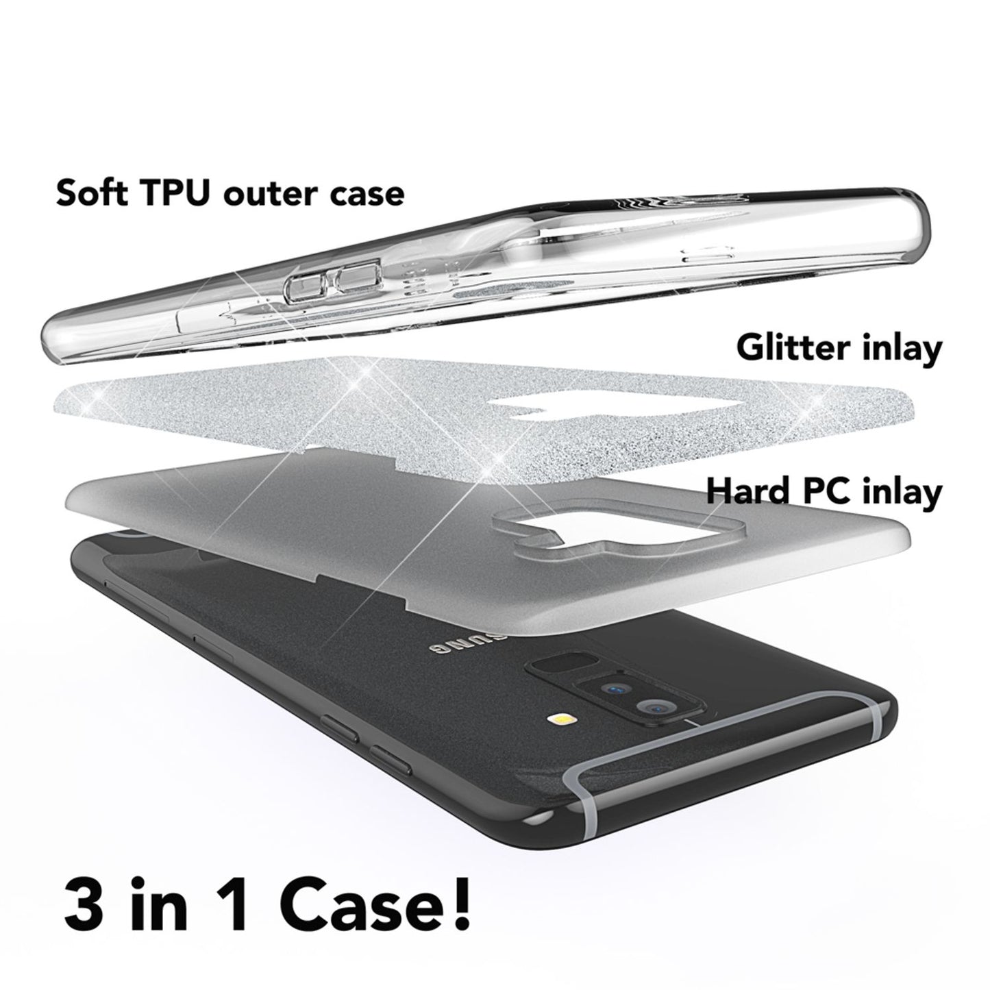 Samsung Galaxy A6 Plus Handy Hülle von NALIA, Glitzer Ultra-Slim Case Cover