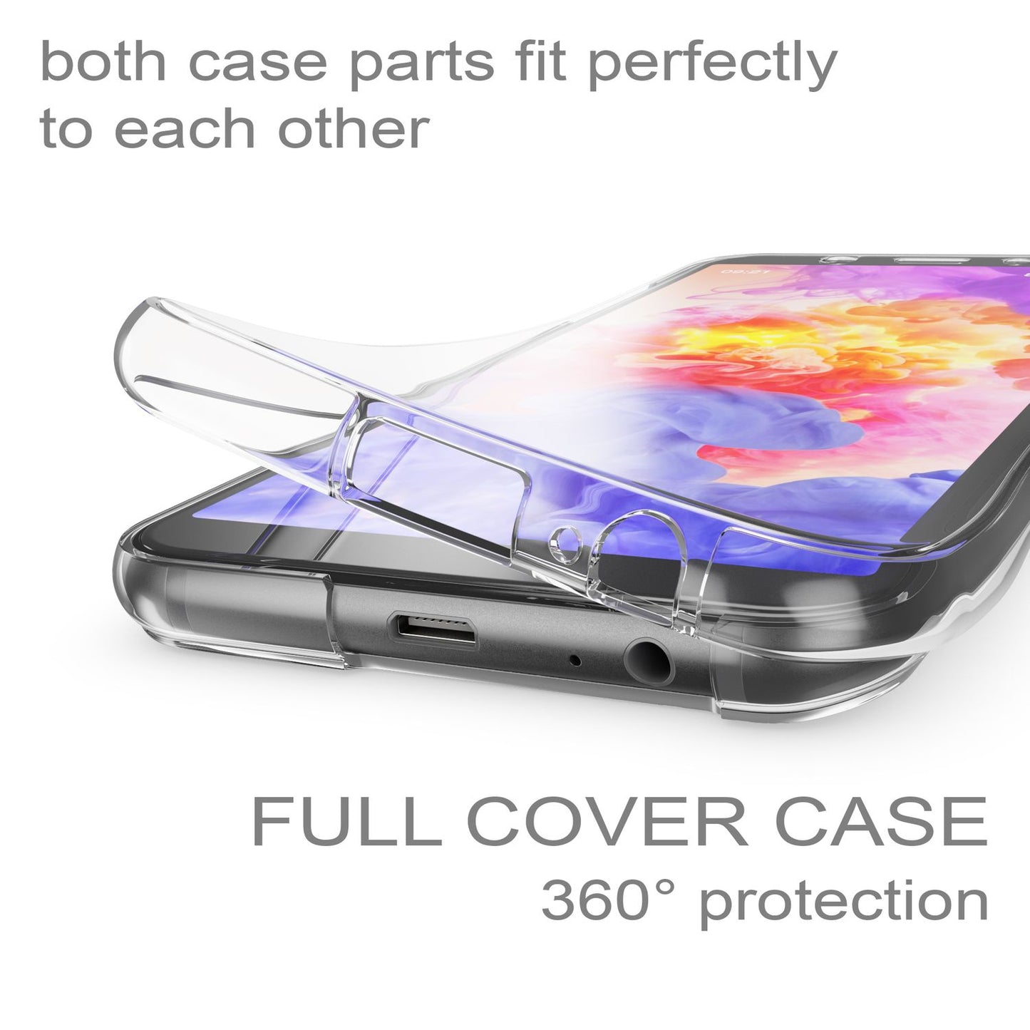 NALIA Glitzer Hülle 360 Grad für Samsung Galaxy A6, Handyhülle Full Cover Etui