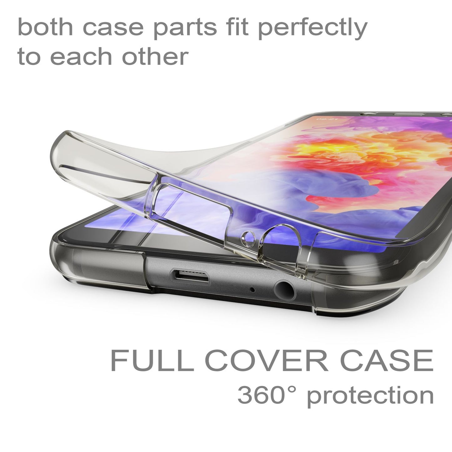 NALIA Glitzer Hülle 360 Grad für Samsung Galaxy A6, Handyhülle Full Cover Etui