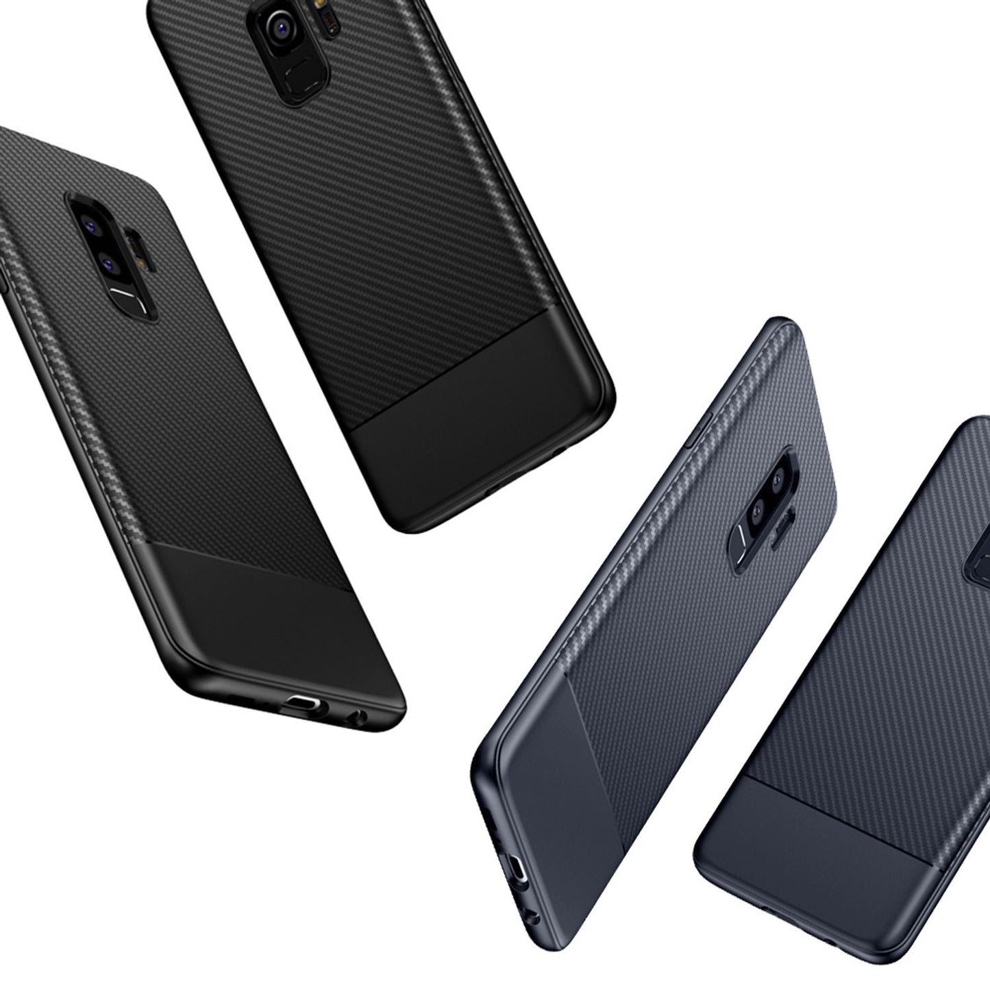 Samsung Galaxy S9 Plus Handy Hülle von NALIA, Silikon Case Cover Carbon Look