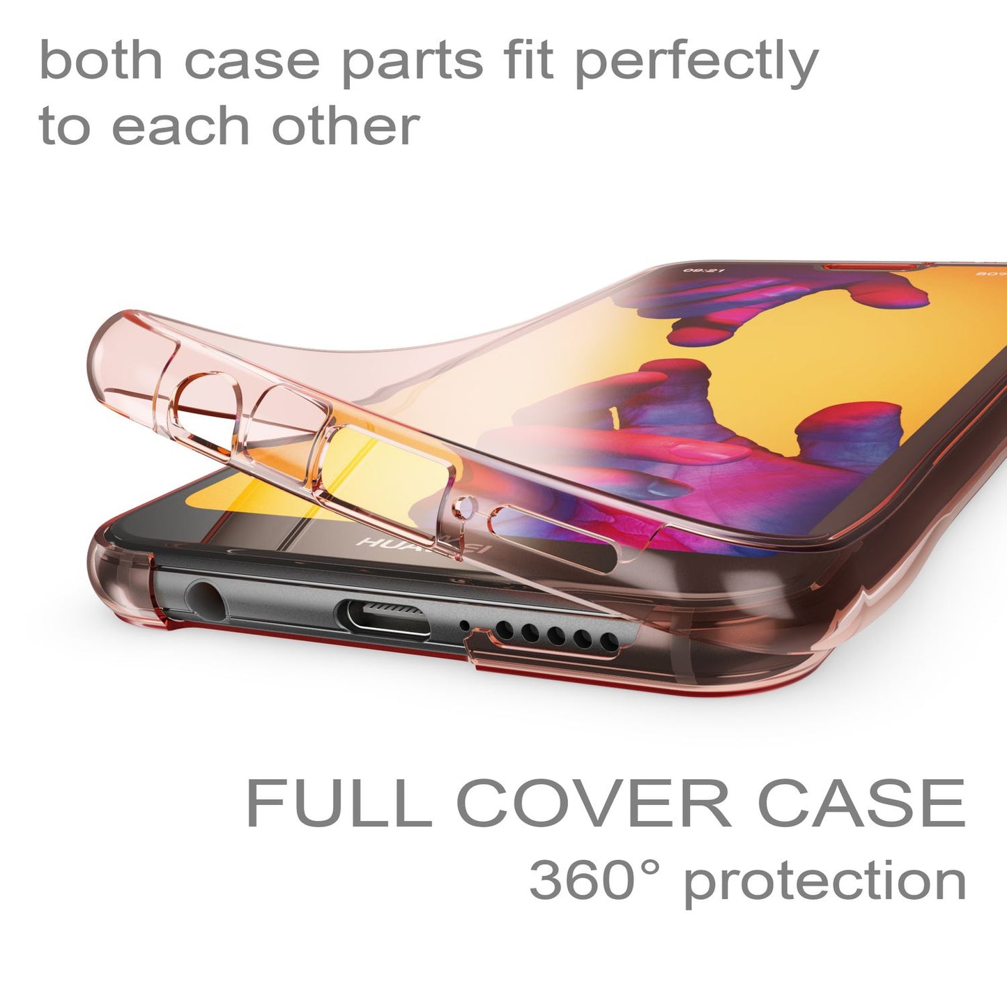 NALIA Glitzer Hülle 360 Grad für Huawei P20 Lite, Silikon Handyhülle Full Cover