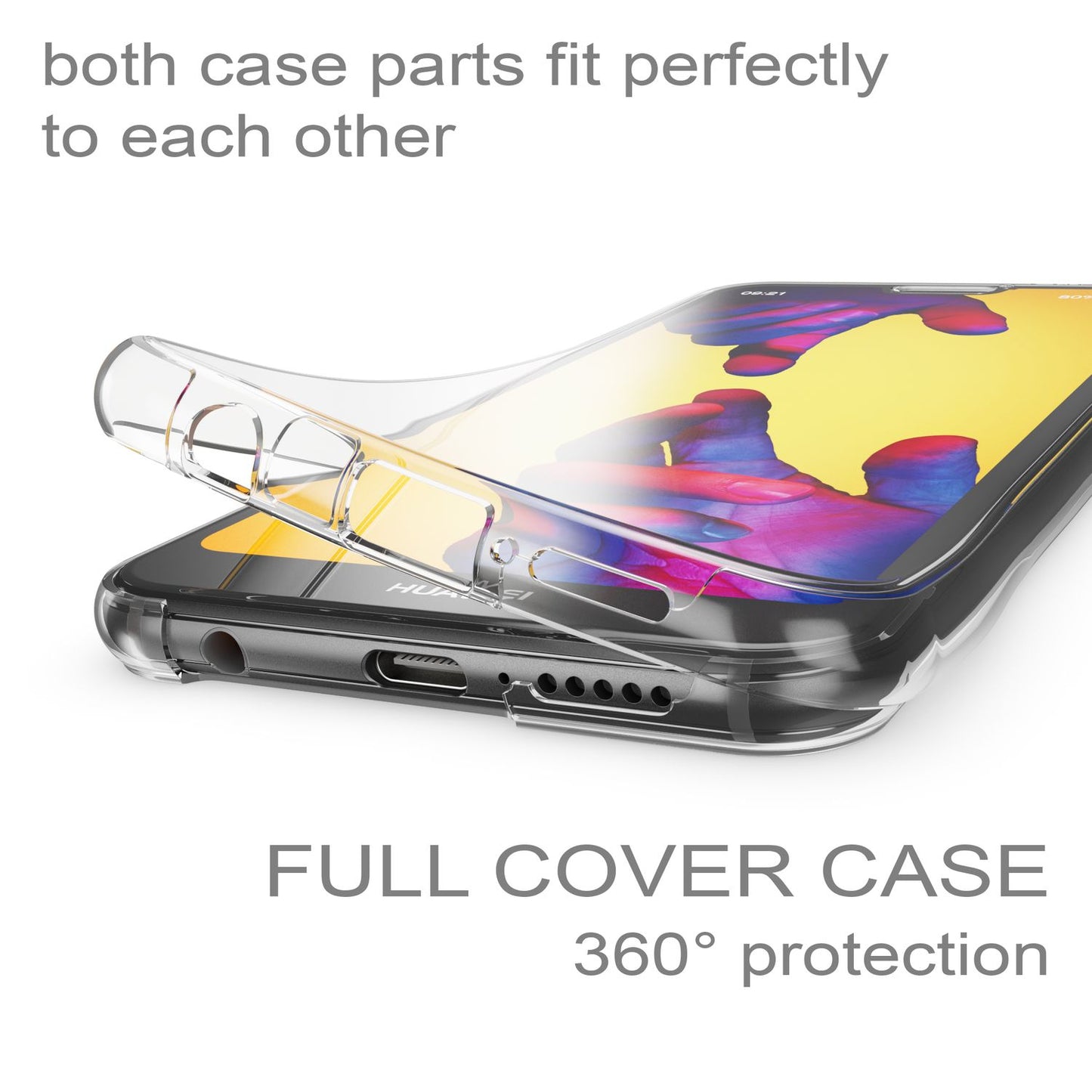 NALIA Glitzer Hülle 360 Grad für Huawei P20 Lite, Silikon Handyhülle Full Cover