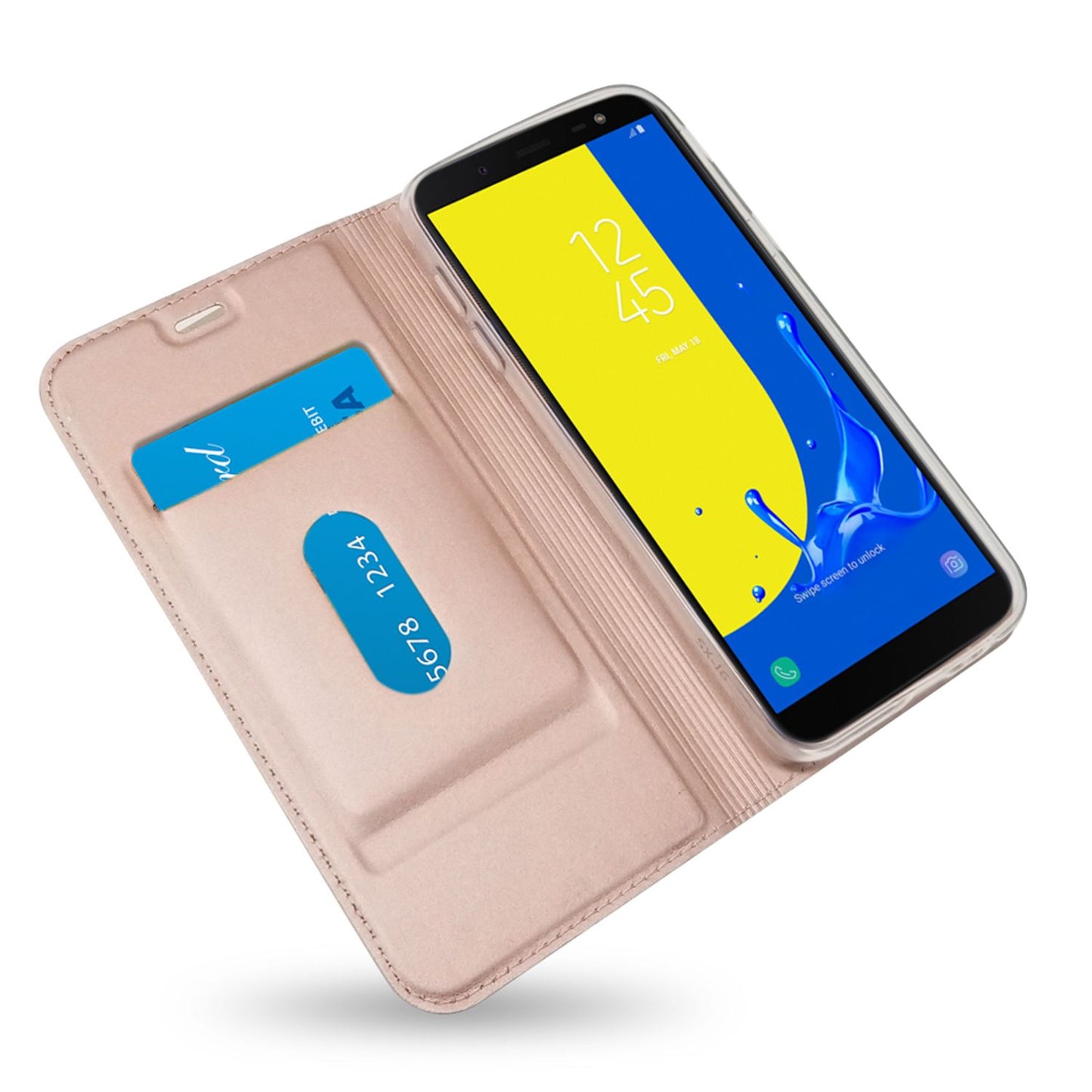 NALIA Hülle Flipcase für Samsung Galaxy J6 (2018), Slim Kickstand Handyhülle