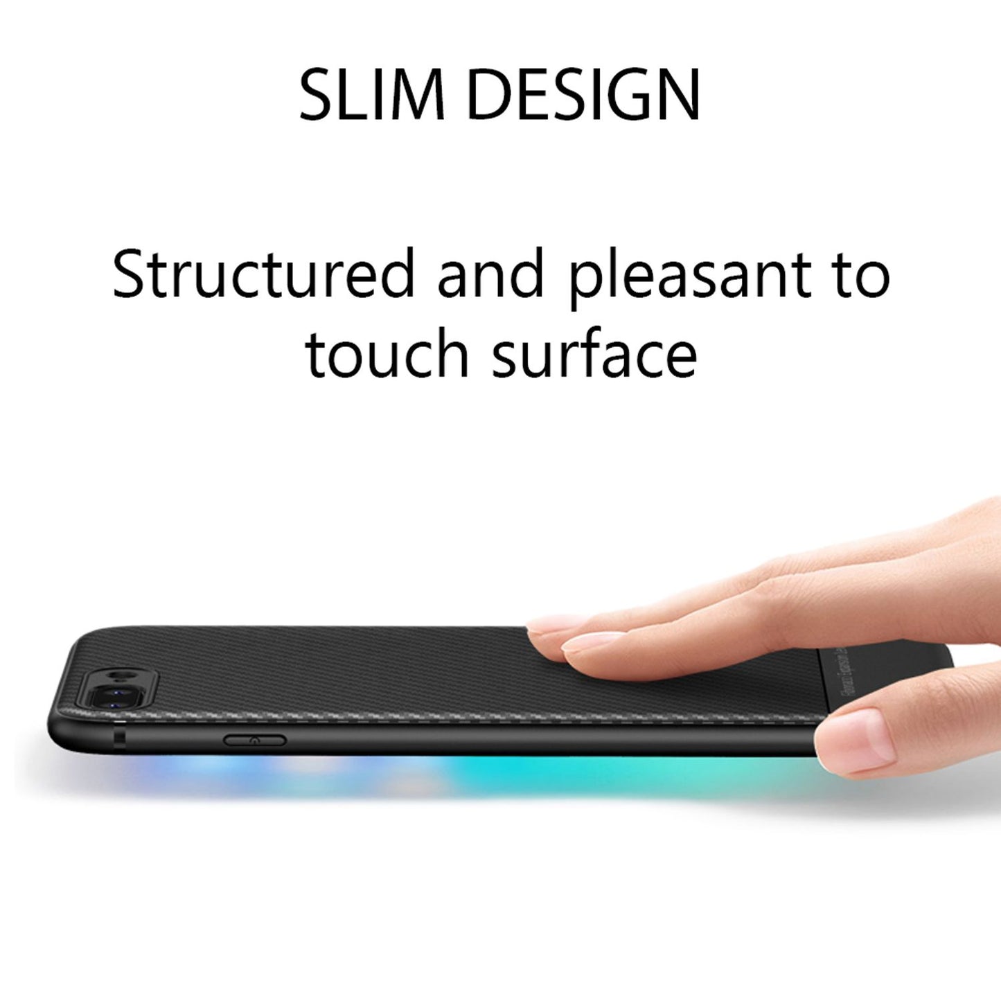 NALIA Hülle für iPhone 8 Plus / 7 Plus, Slim Handyhülle Case Cover Carbon Look