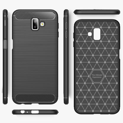 NALIA Handyhülle kompatibel mit Samsung Galaxy J6 Plus, Slim Carbon Look Design