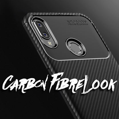NALIA Handy Hülle für Huawei P smart+ 2018, Carbon Case Silikon Cover TPU Bumper