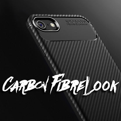 NALIA Handy Hülle für iPhone SE 2022 / SE 2020 / 8 / 7, Carbon Case Silikon Cover Schutz