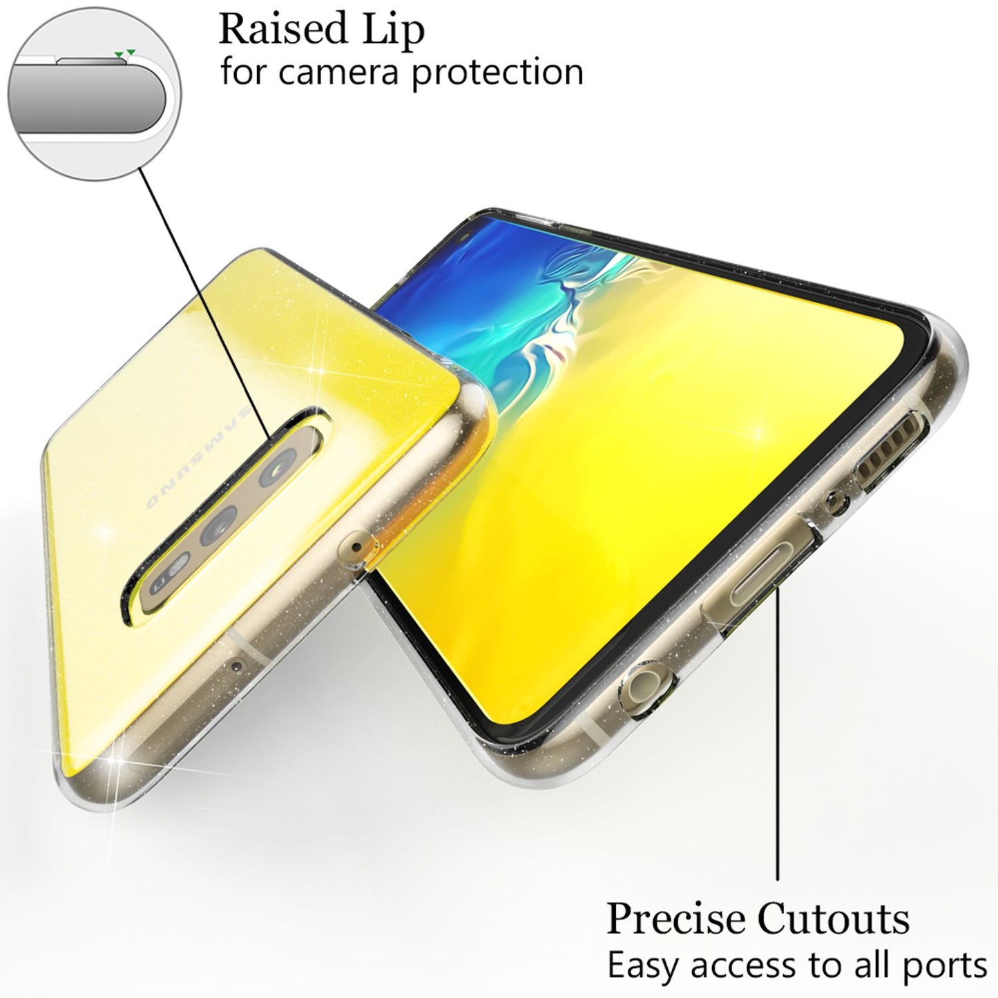 NALIA Glitter Hülle kompatibel mit Samsung Galaxy S10e, Glitzer Handyhülle Case