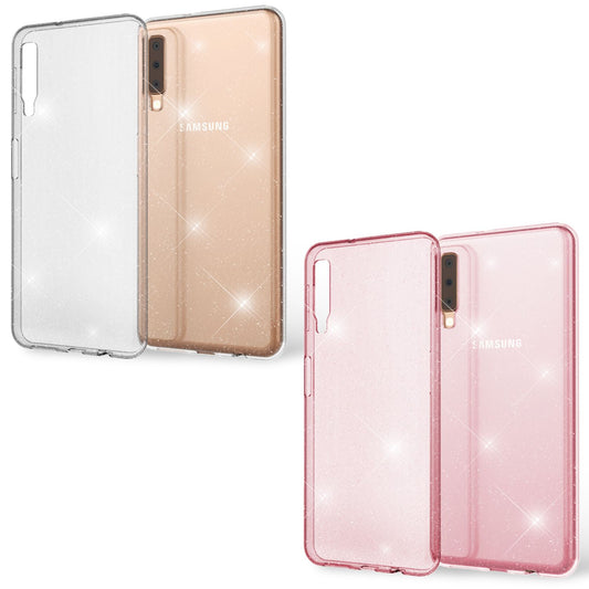 NALIA Glitter Hülle kompatibel mit Samsung Galaxy A7 2018, Glitzer Cover Case