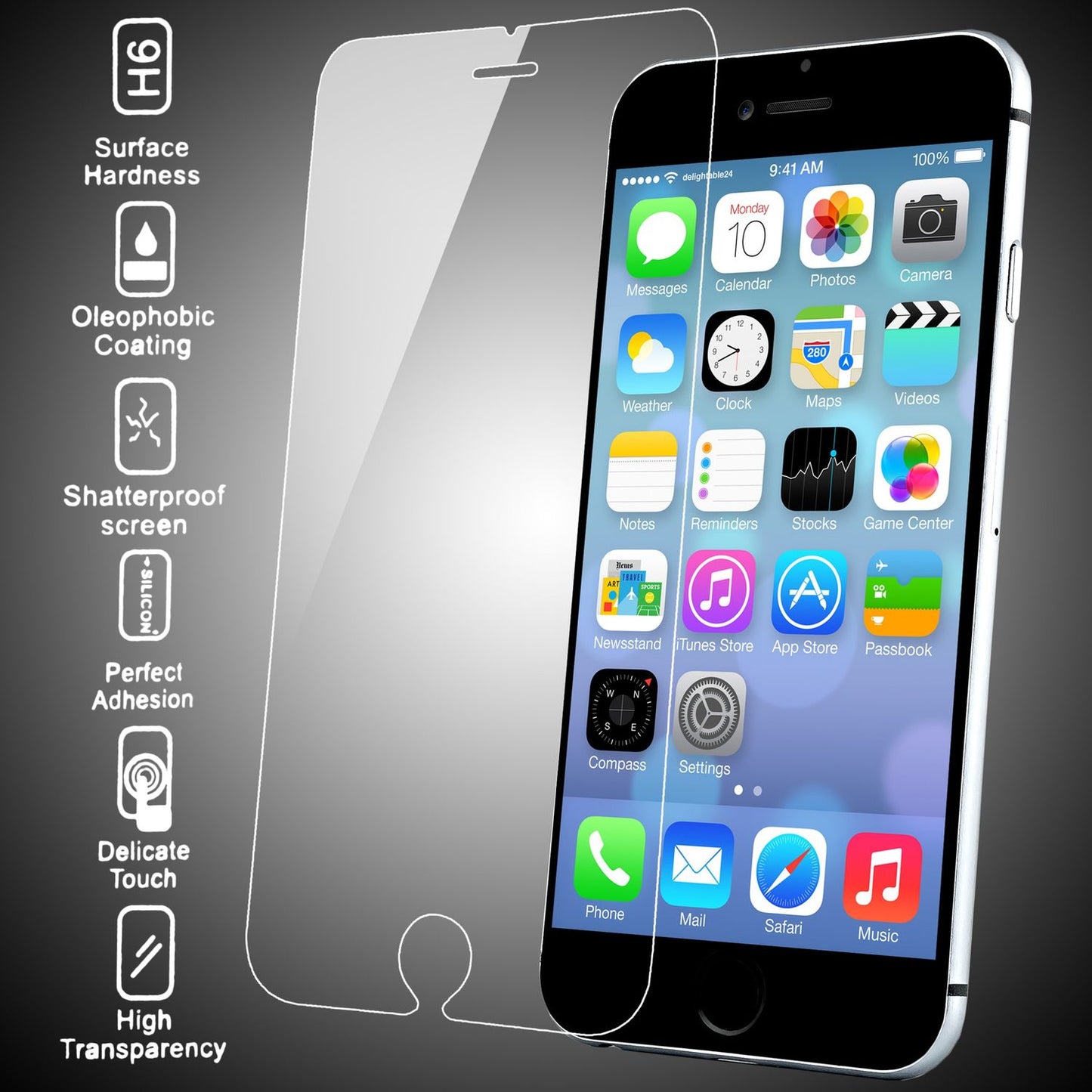 NALIA Schutzglas für Apple iPhone 6 Plus / 6S Plus, 9H Glasfolie Displayschutz