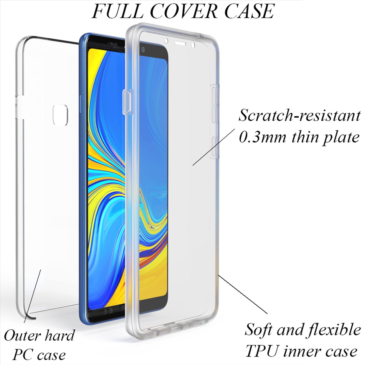 NALIA 360 Grad Handy Hülle für Samsung Galaxy A9 2018, Full Cover Rundum Case