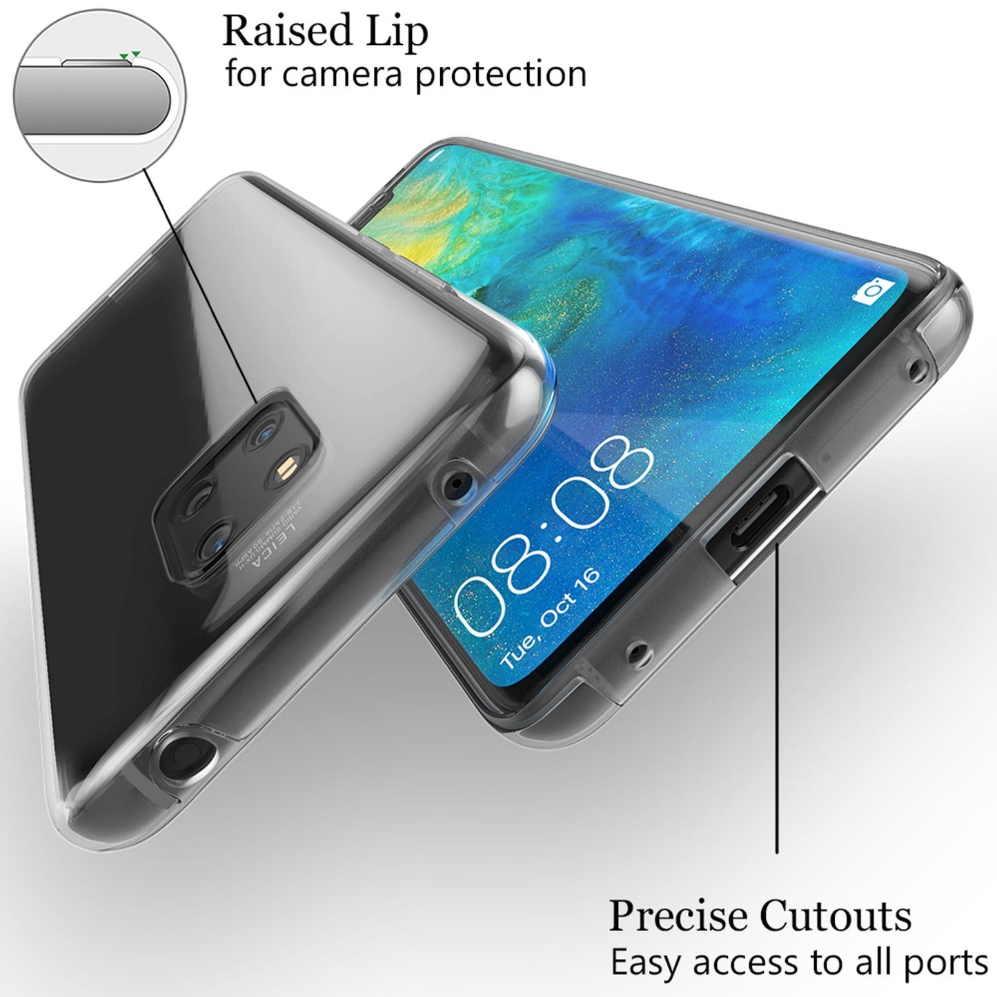 NALIA 360 Grad Handy Hülle für Huawei Mate20 Pro, Full Cover Case Bumper Etui