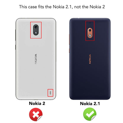NALIA Hülle Leder Look Handyhülle für Nokia 2.1 2018, Slim Silikon Case Cover