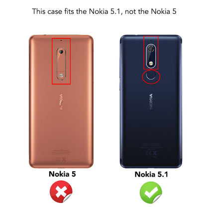 NALIA Hülle Leder Look Handyhülle für Nokia 5.1 2018, Slim Silikon Case Cover