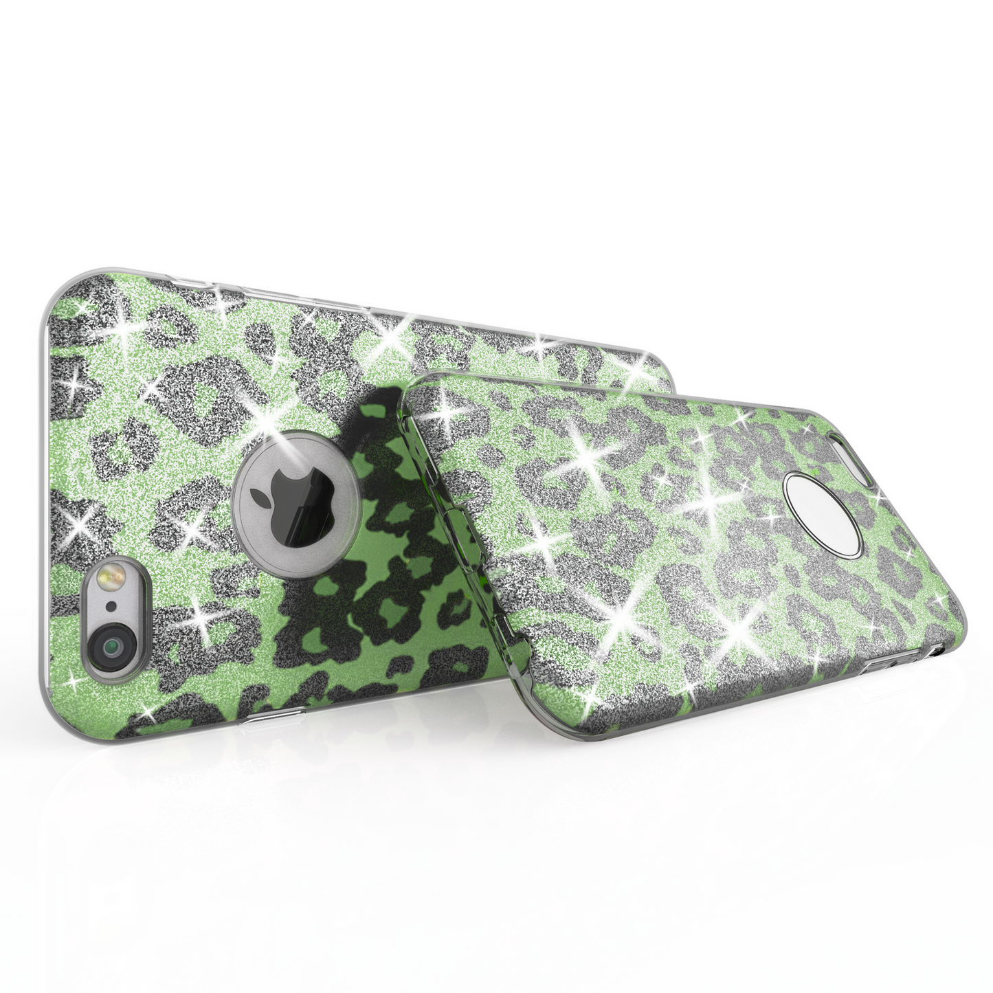 NALIA für IPHONE 6 / 6S Hülle TPU Silikon Cover Case Sparkle Leopard - Grün