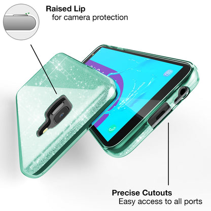 NALIA Handy Hülle für Samsung Galaxy J6, Glitzer Case Back Cover Glitter Bumper