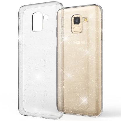 NALIA Handy Hülle für Samsung Galaxy J6 2018, Glitzer Case Cover Slim Bumper