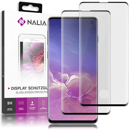 NALIA 2x Schutz Glas für Samsung Galaxy S10, 9H Full Cover Display Panzer Folie