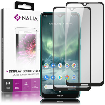 NALIA (2-Pack) Schutzglas für Nokia 7.2 Glas, 9H Cover Screen Display Schutz