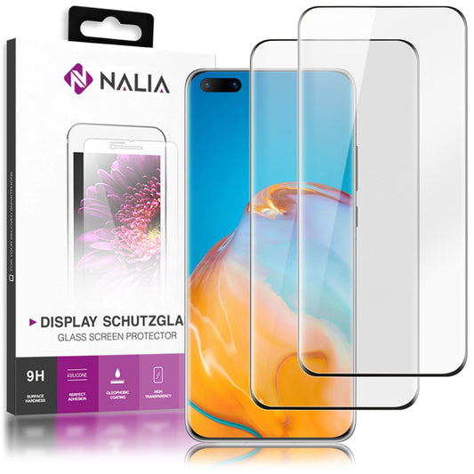 NALIA 2x Schutz Glas für Huawei P40 Pro, 9H Full Cover Film Handy Display Folie