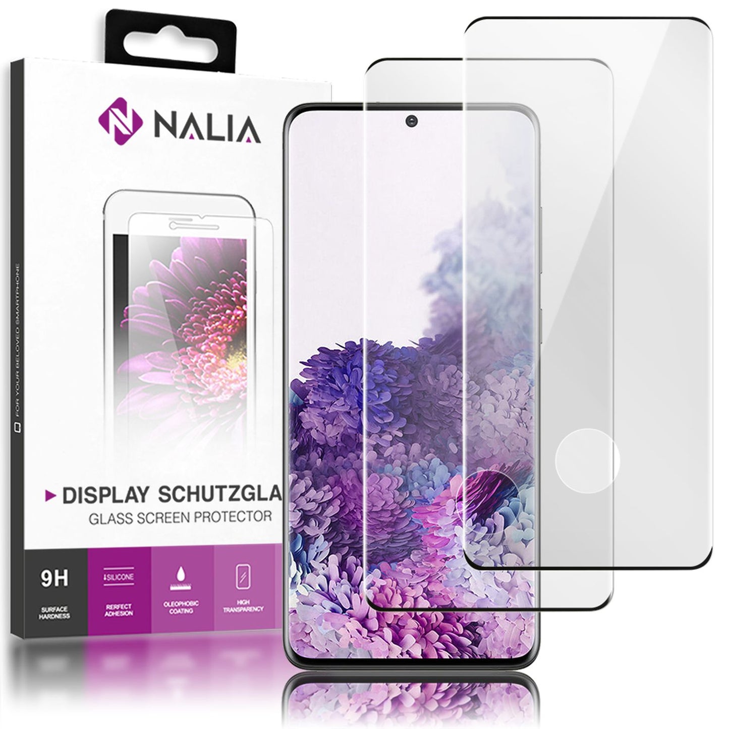 NALIA Schutz Glas für Samsung Galaxy S20 Ultra, 9H Full Cover Handy Display Film