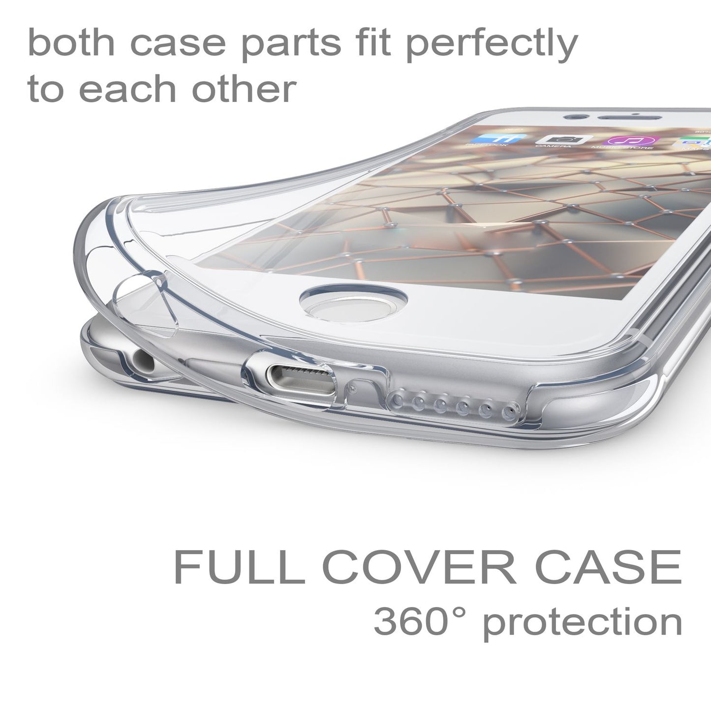 NALIA 360° Handy Hülle für iPhone SE 2022 / SE 2020 /8 / 7, Full Body Case Cover