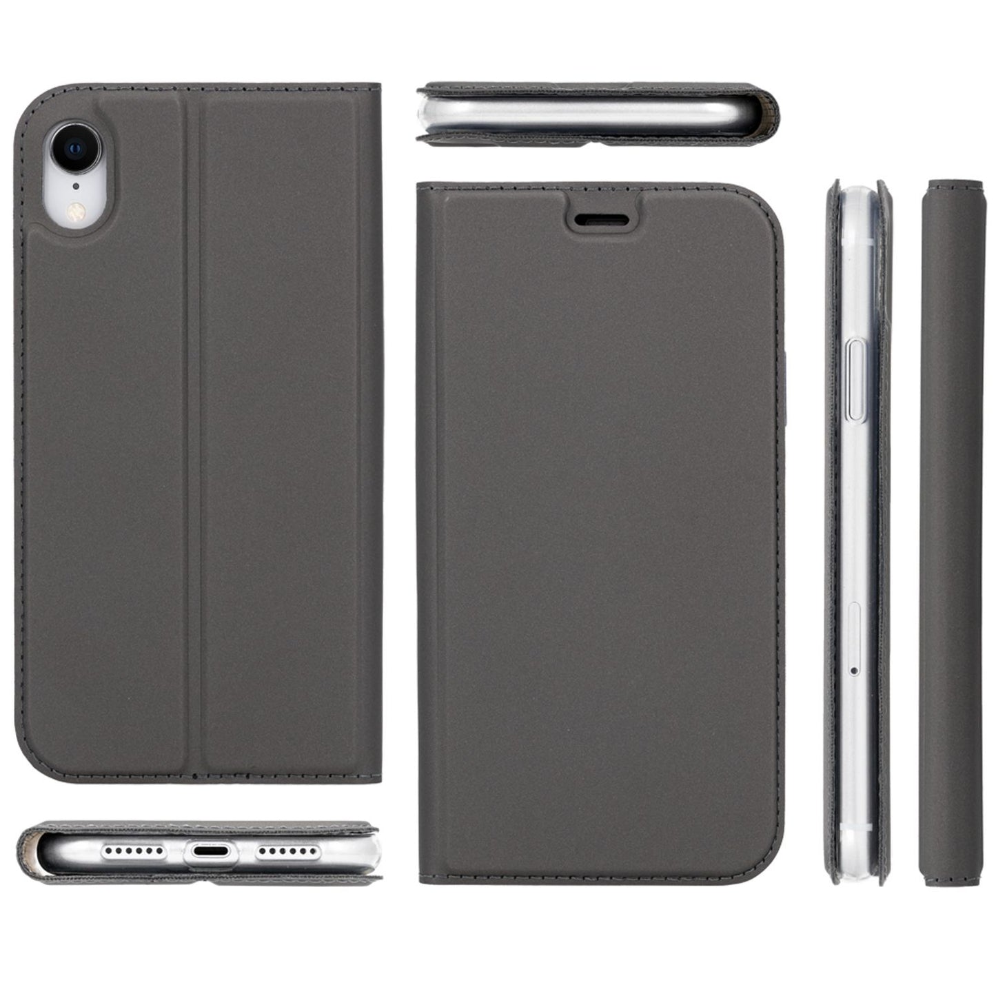 NALIA Flip Case für iPhone XR, Slim Schutz Cover Handy Hülle Tasche Bumper Etui