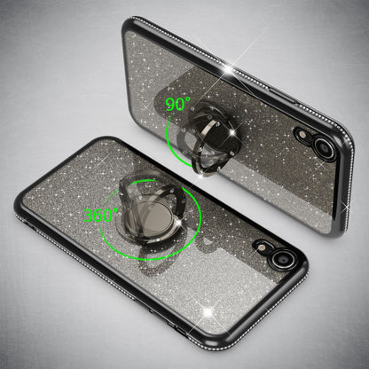 NALIA Ring Hülle für Apple iPhone XR, Glitzer Handy Hülle Silikon Cover Case