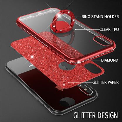NALIA Ring Hülle für iPhone XS Max, Glitter Handy Schutz Case Cover Tasche Etui
