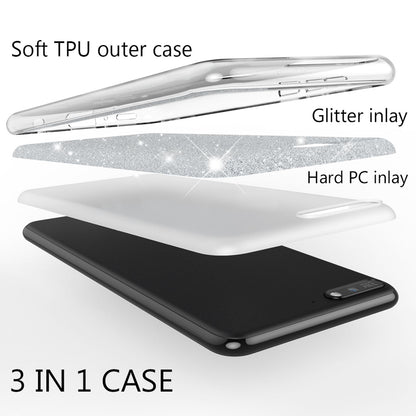 NALIA Handyhülle kompatibel mit Huawei Y6 2018, Glitzer Silikon Case Back Cover