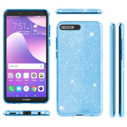 NALIA Handyhülle kompatibel mit Huawei Y6 2018, Glitzer Silikon Case Back Cover