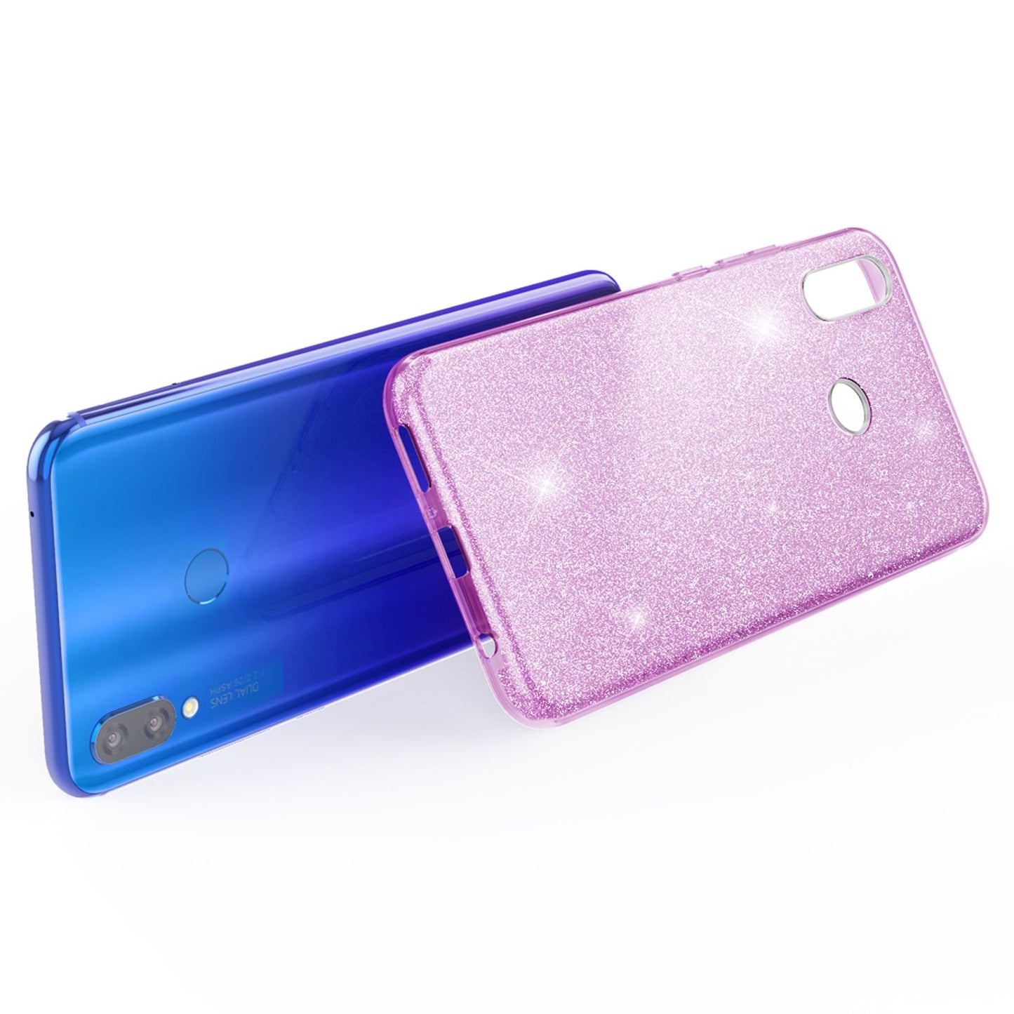 NALIA Glitzer Hülle für mit Huawei P smart+ 2018, Glitter Case Handy Cover Bling