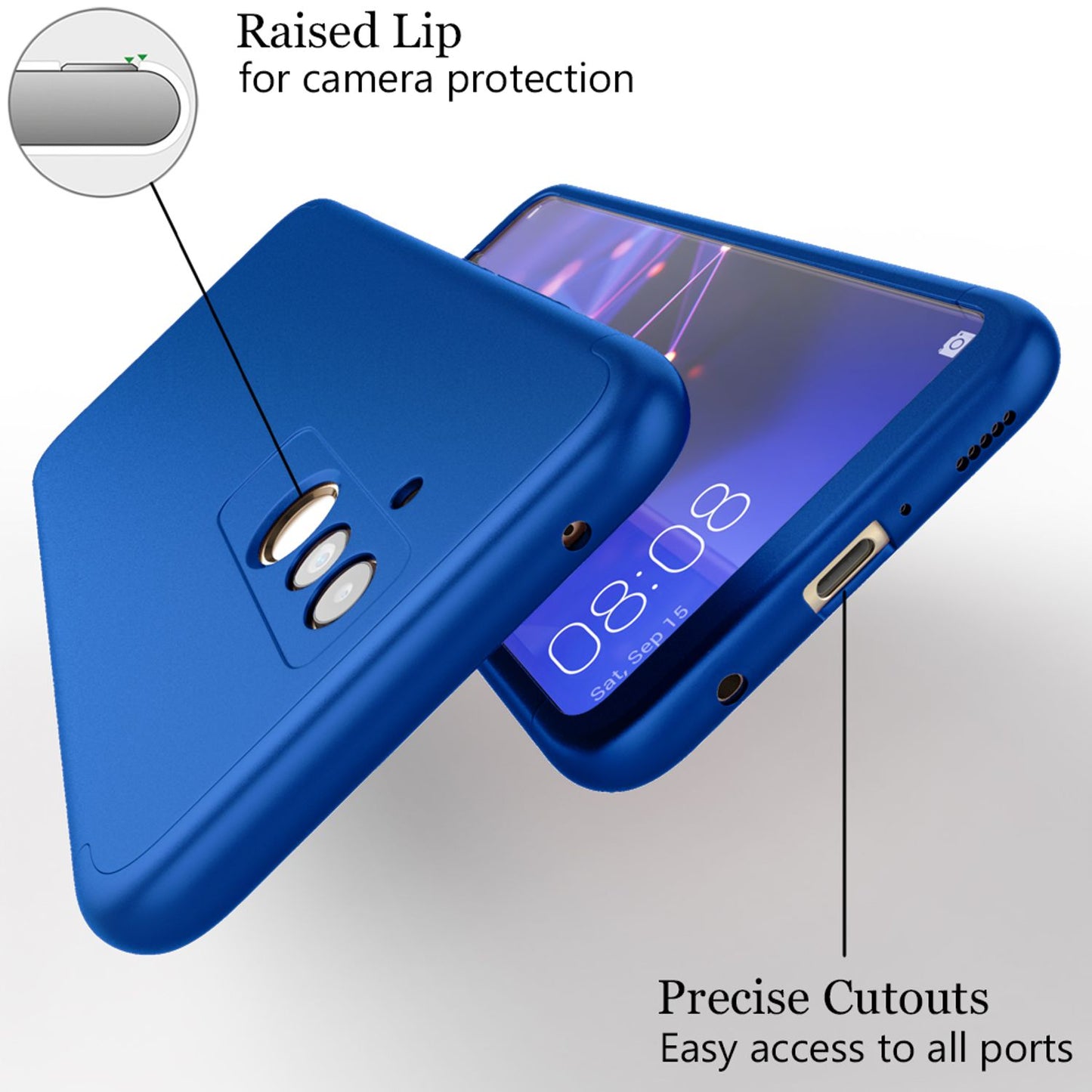 NALIA 360 Grad Handy Hülle für Huawei Mate20 lite, Full Cover & Glas vorne Case