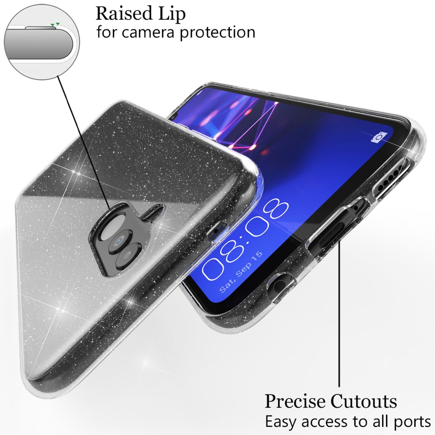 NALIA Glitter Hülle kompatibel mit Huawei Mate20 Lite Glitzer Silikon Case Cover