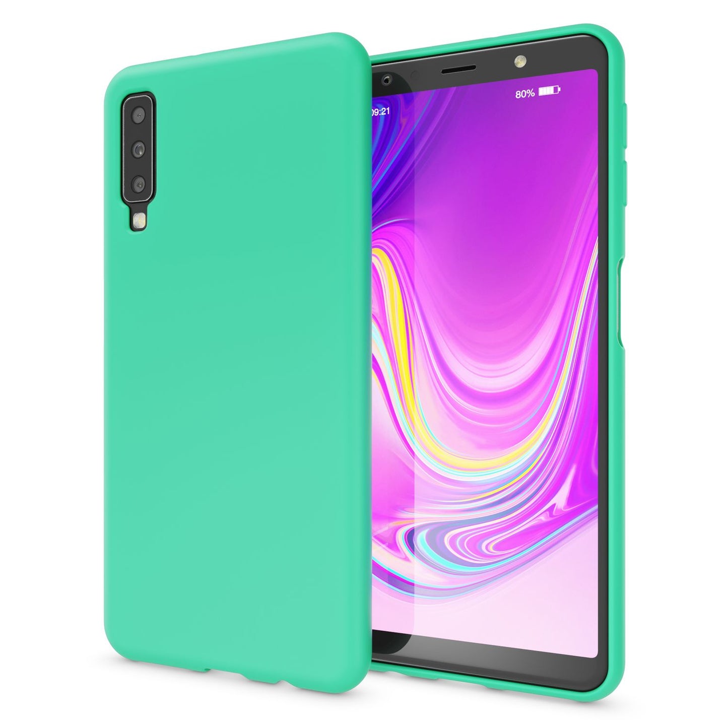 NALIA Handy Hülle für Samsung A7 2018, Ultra Slim Silikon Neon Case Cover Schutz