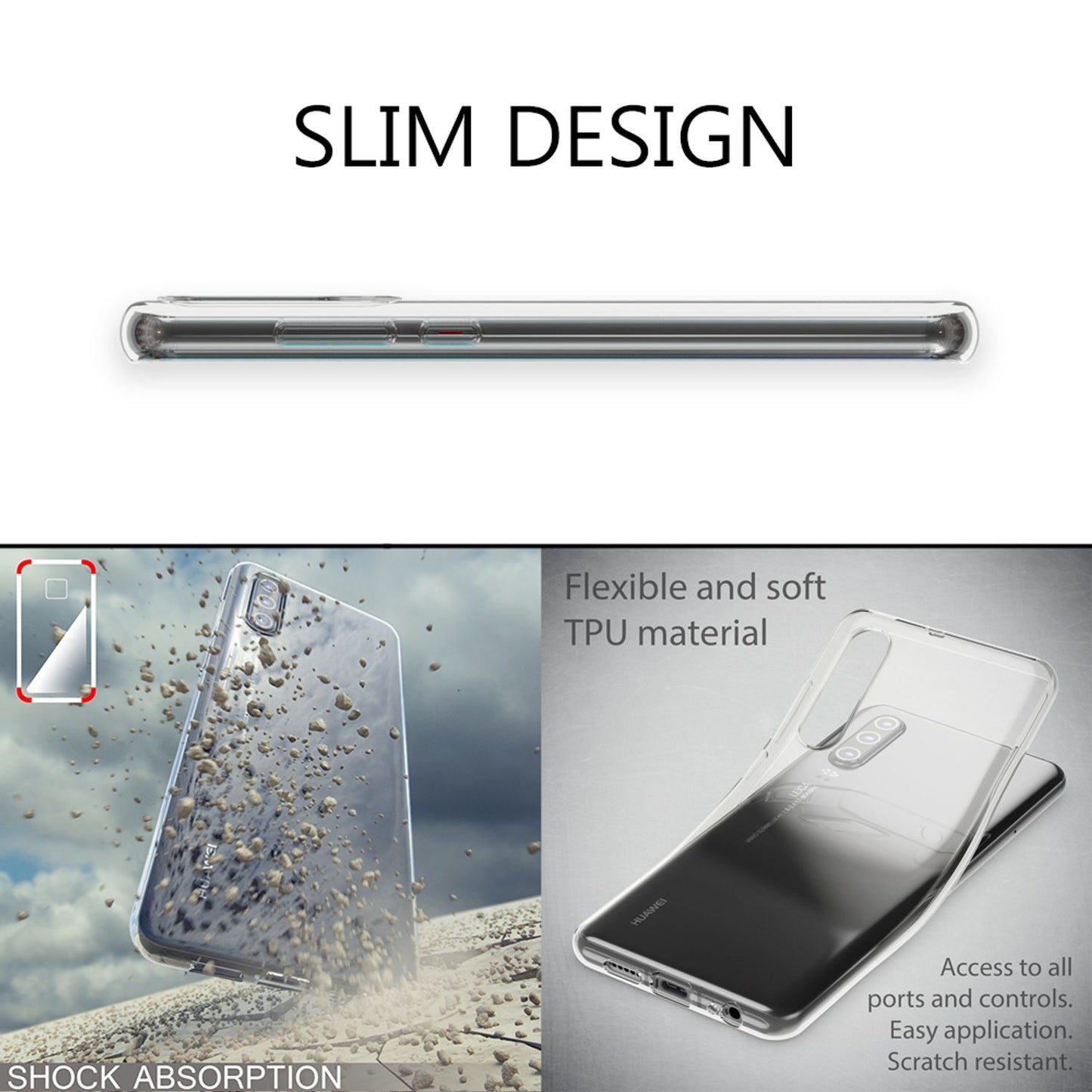 NALIA Hülle für Huawei P30, Motiv Handyhülle Slim Silikon Case Cover Schutzhülle