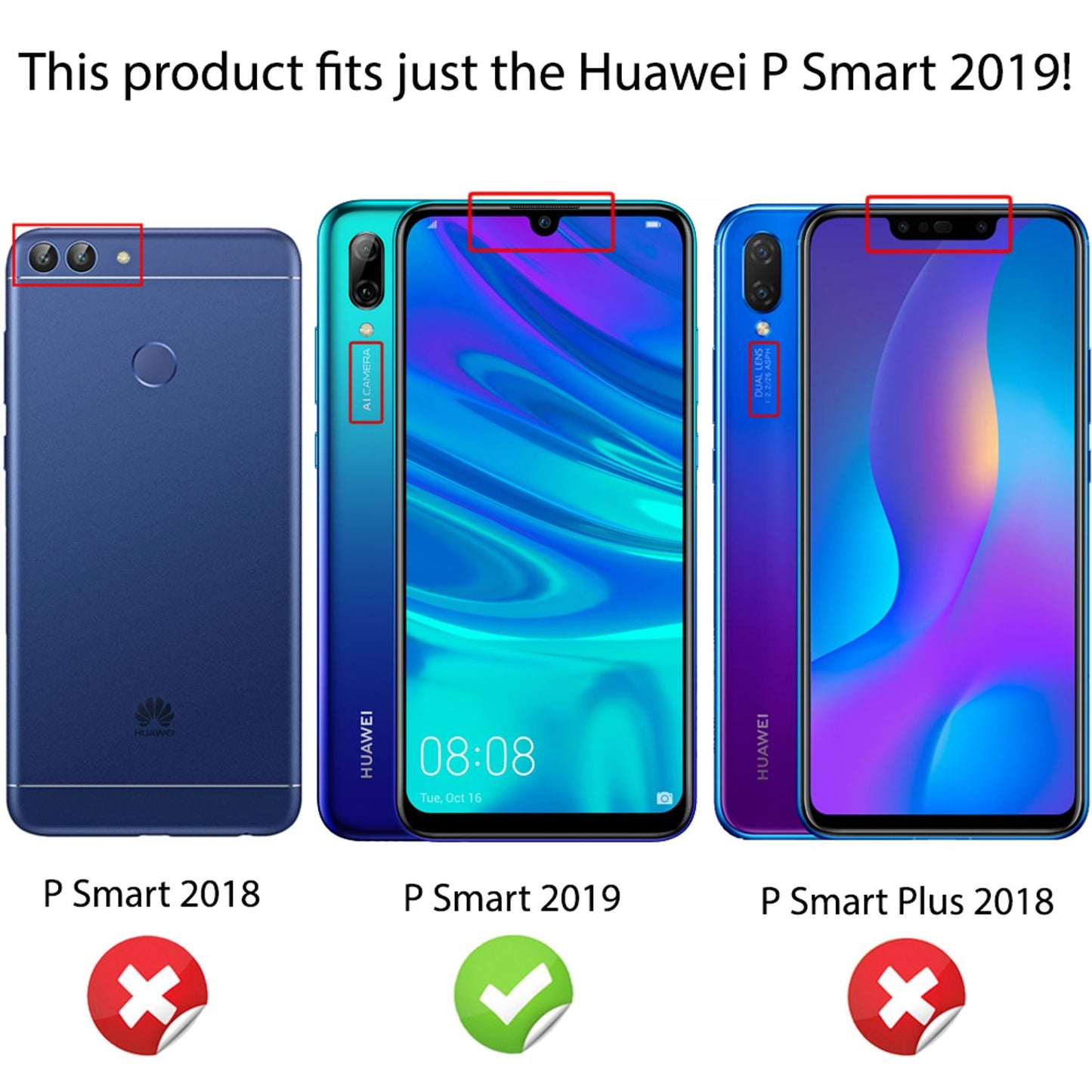 NALIA Handy Hülle für Huawei P smart 2019, Leder Look Silikon Schutzhülle Cover