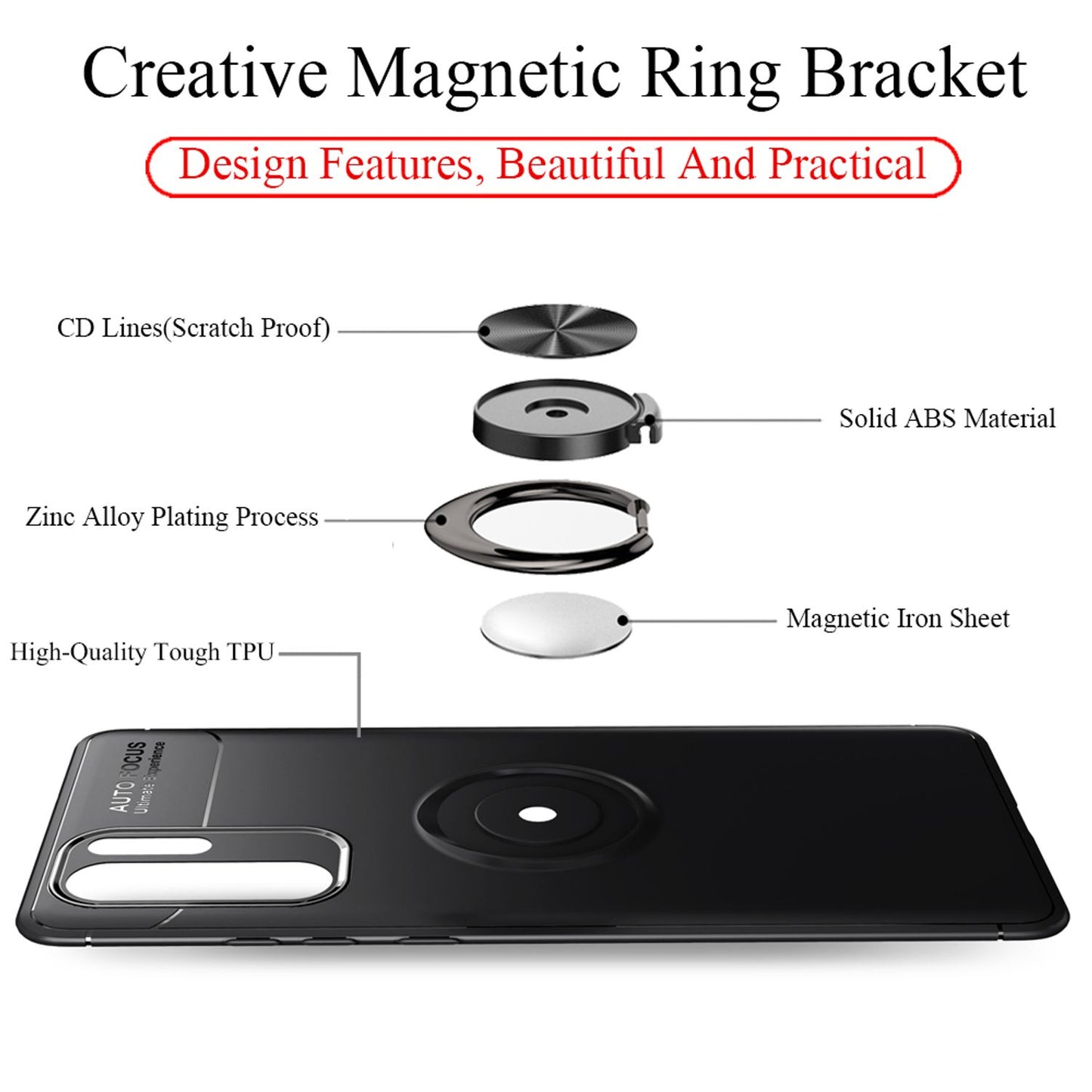 NALIA Ring Hülle für Huawei P30 Pro, Magnetische Silikon Kickstand Handyhülle