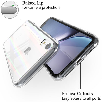 NALIA Hartglas Handyhülle für iPhone XR, Schutz Case Cover Handy Tasche Bumper Etui